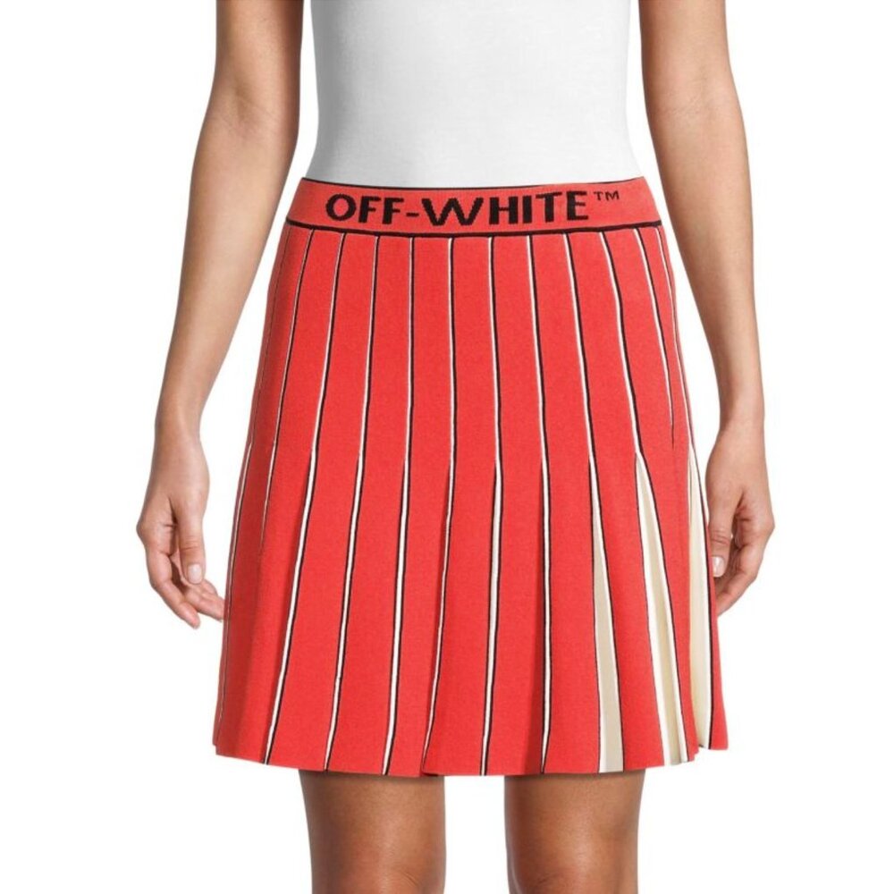 Knit Pleated Logo Skirt
